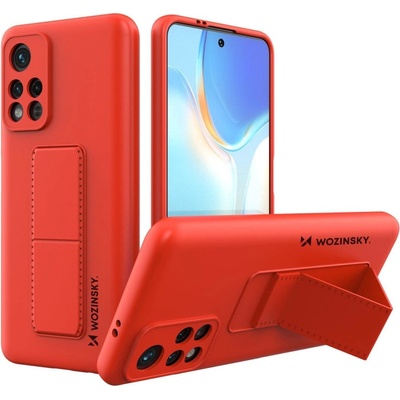 Wozinsky Кейс Wozinsky Kickstand Case Silicone, със стойка, за Xiaomi Redmi 10, Червен (9145576247570)