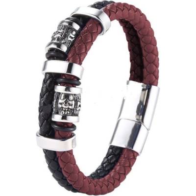 Impress Jewelry Pánský splétaný ocelový náramek Skuul Etnic Červený 2302131051243277s2