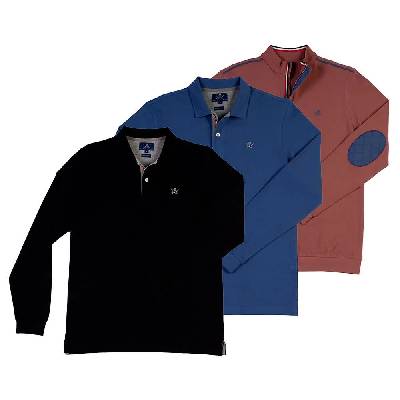 QI1PK. PL-5 long sleeve polo 2 units - Multicolor (Black / Denim / Makeup)