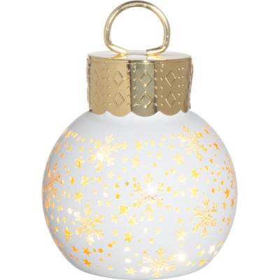 Winteria Vánoční ozdobná skleněná baňka na stromeček s LED osvětlením, motiv hvězdiček, Ø 10 × 13 cm, bílá bílý
