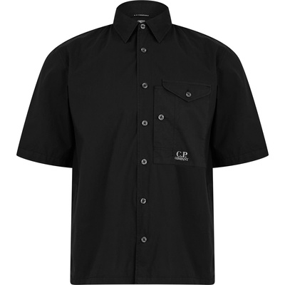 CP COMPANY Риза с къс ръкав CP COMPANY Short Sleeve Poplin Shirt - Black 999