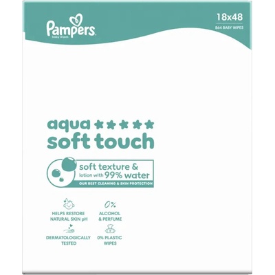 Pampers Aqua Soft Touch čistící ubrousky 18 x 48 ks