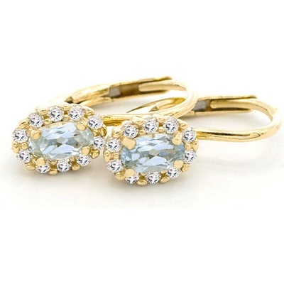 B&B Goldinvestic zlaté náušnice ovály se zeleným kamenem a zirkony N5945-585/1000