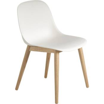 Muuto Fiber Side Chair Wood Base bílá / dub