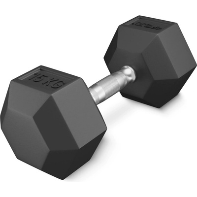 4FIZJO Ocelová činka HEX pogumovaná 15 kg