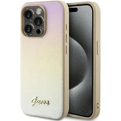 GUESS Кейс Guess Saffiano Iridescent Script за iPhone 14 Pro Max, златист (GUE003453-0)