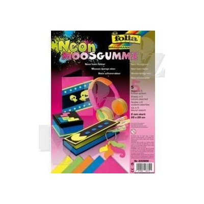 Mechová pryž Moosgummi Pěnovka neonové barvy 20x29 cm 5ks, Folia