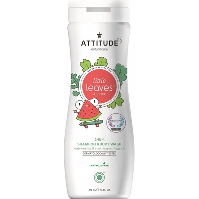 ATTITUDE Dětské tělové mýdlo a šampon 2 v 1 Little leaves s vůní melounu a kokosu 473 ml