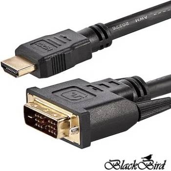 BlackBird Кабел hdmi мъжки към dvi 24+1 мъжки двупосочен, 1 м bh1302 (bh1302)