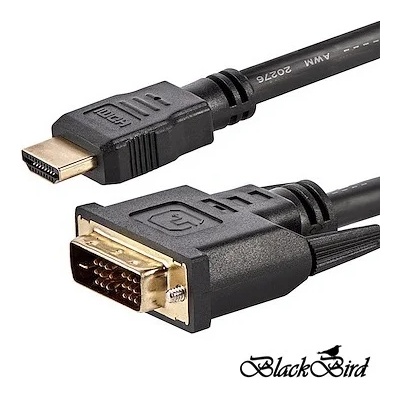 BlackBird Кабел hdmi мъжки към dvi 24+1 мъжки двупосочен, 1 м bh1302 (bh1302)