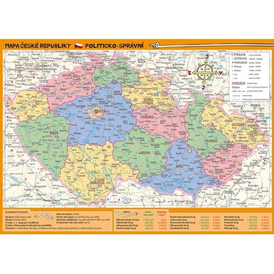 Mapa České republiky – zeměpisná a politickosprávní