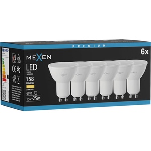 Mexen Nova 6x LED крушка GU10, 1, 5W, Топла - 3000K, 158 lm - L107-GU10-0130-01x06 (L107-GU10-0130-01x06)