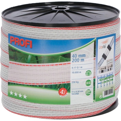 Agrofortel Ohradníková páska PROFI 40 mm, 200 m, 11 × 0,30 TriC, biela/červená