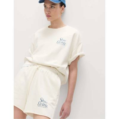 Marks & Spencer Спортни шортс с висока талия от чиста памук Marks & Spencer кремаво Marks & Spencer | Bezhov | ЖЕНИ | 12