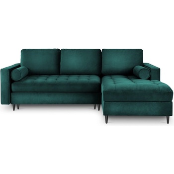 Milo Casa Ъглов разтегателен диван от кадифе в петролено зелено, десен ъгъл Santo - Milo Casa (MIL_RCF_44_A3_SANTO7)