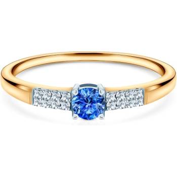 SAVICKI Годежен пръстен Savicki: двуцветно злато, син сапфир, диаманти