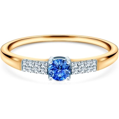 SAVICKI Годежен пръстен Savicki: двуцветно злато, син сапфир, диаманти