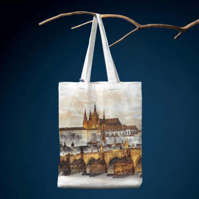 Veba Látková taška Veba GARBO tisk město Praha Hradčany 34x43+7 cm
