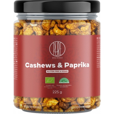 BrainMax Pure Cashews & Paprika Kešu & Červená paprika BIO 225 g