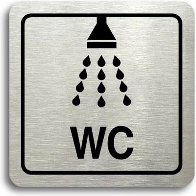 Accept Piktogram "sprcha, WC" (80 × 80 mm) (stříbrná tabulka - černý tisk)