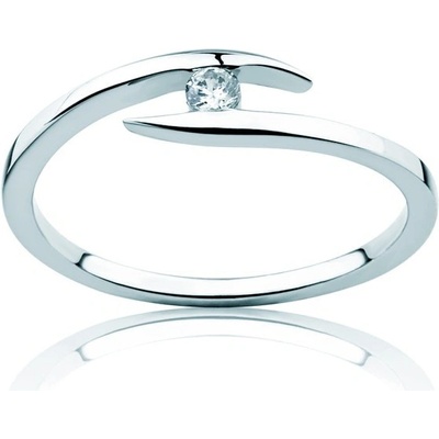Savicki Zásnubný prsteň Minimalism biele zlato diamant PI B D 00030