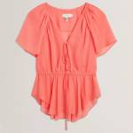 Ted Baker Ted Baker Soft Woven Peplum Top - Coral