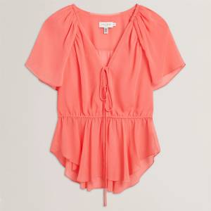 Ted Baker Ted Baker Soft Woven Peplum Top - Coral