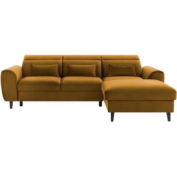 Eltap Жълт кадифен разтегателен ъглов диван с място за съхранение (десен ъгъл) Foble - ELTAP (CO-FOB-RT-45LO)