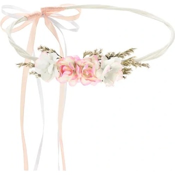 Image 1 of PartyDeco Лента за глава с цветя - розова