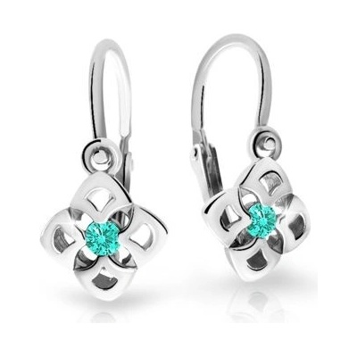Danfil dětské náušnice C2258 z bílého zlata s kamínkem Mint Green zapínání brizura