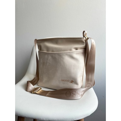 Grosso Béžová crossbody kabelka veľká a praktická