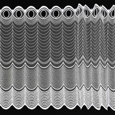 Mantis Tylová vitrážová záclona 1291 vyšívané obloučky, bílá, výška 30cm (v metráži)