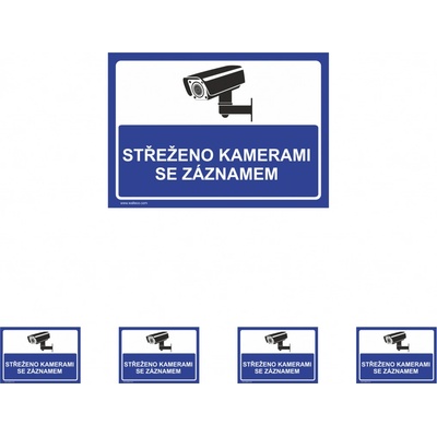 Walteco Střeženo kamerami se záznamem (modrá), 210x148mm, formát A5, samolepka Množství: 5 ks , 20064BP1
