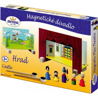 Detoa Divadlo Hrad magnetické dřevěné s figurkami v krabici 33,5x20x3,5 cm