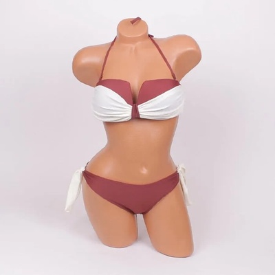 Стилен бански в кафяво и бяло чашка В