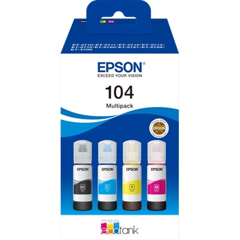 Epson Комплект 4 бутилки мастила за Epson Epson EcoTank ET-2710/ET-2860/ET-2870 Series - Ink - /104/ / C13T00P640 - BK/C/M/Y - Multipack - PN C13T00P640 (C13T00P640)