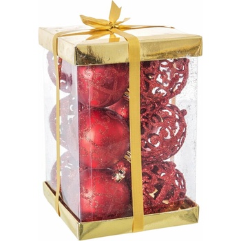 Rosanto Christmas Коледни топки Червен Пластмаса 6 x 6 x 6 cm (12 броя)