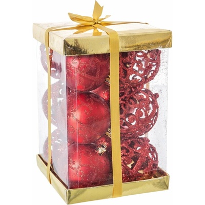 Rosanto Christmas Коледни топки Червен Пластмаса 6 x 6 x 6 cm (12 броя)