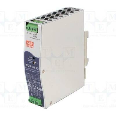 MEAN WELL WDR-60-12 Napájecí zdroj: spínaný; na lištu DIN; 60W; 12VDC; 5A; 180÷550VAC