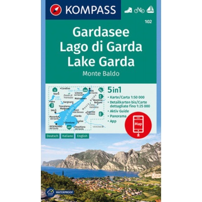 KOMPASS Wanderkarte Gardasee, Lago di Garda, Lake Garda, Monte Baldo 1:50 000