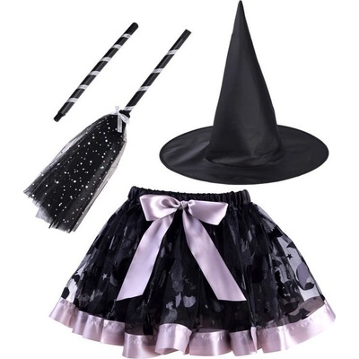 ZA4806 CY Halloweensky kostým Čarodejnica 3-6 rokov Čierna