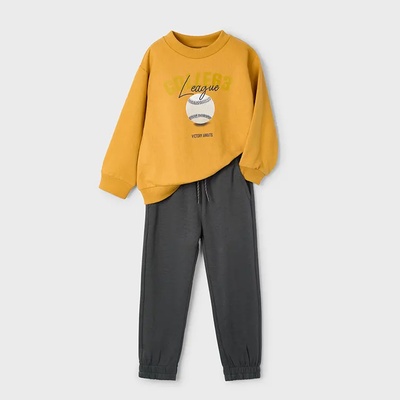Mayoral Анцуг college с блуза в цвят горчица и графитен спортен панталон за мини момче Mayoral (НЕ Е ВАТИРАН)