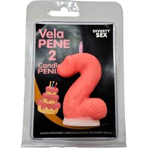  Свещ във формата на пенис, цифрата 2 - Penis Shape Candle Pink (D-246307)