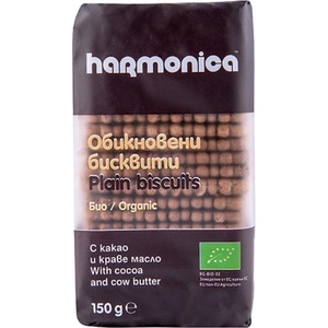 Harmonica Био обикновени бисквити с краве масло и какао Harmonica - 150 g (2085) - baby