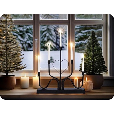 Solight LED kovový svícen 5x LED černý 40cm – Zboží Mobilmania