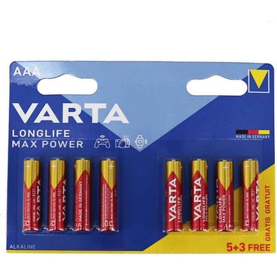 VARTA Батерии алкални Varta Longlife Max Power, AAA, LR03, 1.5V, 8бр. в опаковка