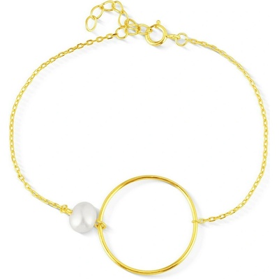 JwL Luxury Pearls Minimalistický pozlátený náramok s pravou perlou JL0858