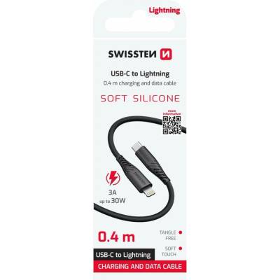 Swissten 71506517 Silicone USB-C / Lightning 0,4m černý