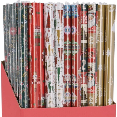 Darčekový baliaci papier vianočný v rolke 70x200 cm (6 motívov) tradičné motívy
