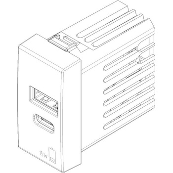 Vimar 09292. AC. 15 USB Контакт A+C Nene Up, 1M 15W 5V, бял, (09292.AC.15)
